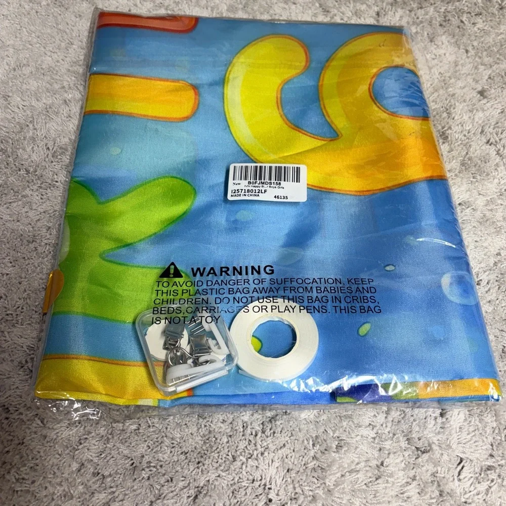 Under the Sea 9th Birthday Banner Shark Ocean Theme Party Backdrop 71x43in NEW